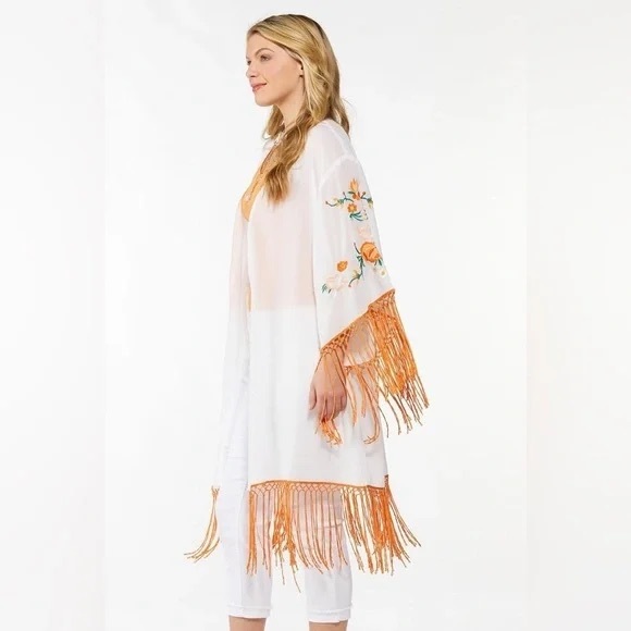 Cato Other - Cato | Embroidered Floral Fringe Kimono Boho Beach Various Sizes Available